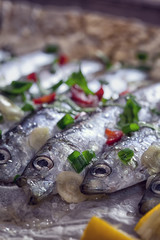 Fresh sardines ready for grilling 