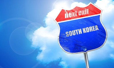 Greetings from south korea, 3D rendering, blue street sign