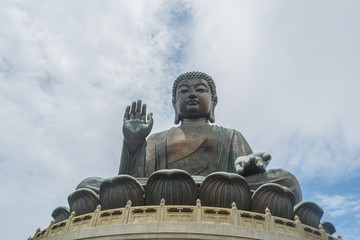 Tian Tan Buddha and bright blue sky