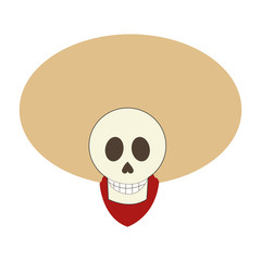 flat design skeleton mariachi icon vector illustration