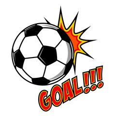 Fototapeta premium Goal!!! Comic style sport illustration with soccer ball. Footbal