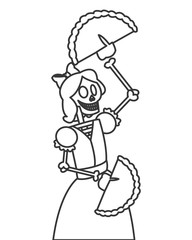 flat design skeleton woman dancing icon vector illustration