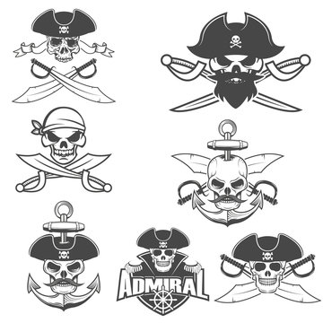 Set of pirate skulls.