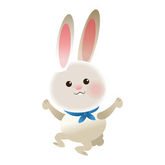 Fototapeta na wymiar flat design rabbit with blue ribbon cartoon icon vector illustration