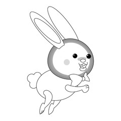 flat design rabbit cartoon icon vector illustration