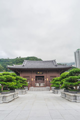 The white gate, an entrance to Tian Tan Buddha, at Ngong Ping, Hong Kong.