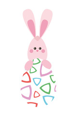 flat design easter bunny with egg icon vector illustration