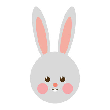 flat design rabbit cartoon icon vector illustration