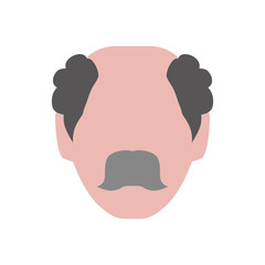 Male avatar concept represented by man head with mustache  icon. Isolated and flat illustration