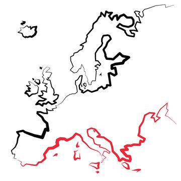 Europa - mapa - kontury