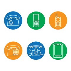 round icons phones. vector illustration of cartoon