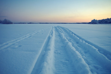 Winter frozen lake