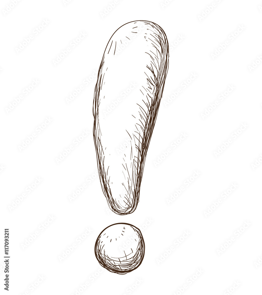 Poster warning and message concept represented by sketch exclamation mark icon. isolated and flat illustrat
