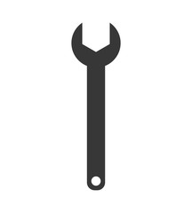 Tool, repair and construction concept represented by wrench silhouette icon. Isolated and flat illustration