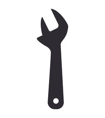 Tool, repair and construction concept represented by wrench silhouette icon. Isolated and flat illustration