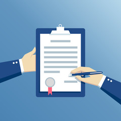 hands businessman sign a contract, signing agreement business concept flat design