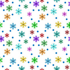 Flower color on white seamless pattern