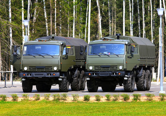 Two military vehicles