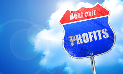 profits, 3D rendering, blue street sign