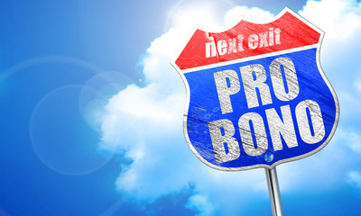 pro bono, 3D rendering, blue street sign