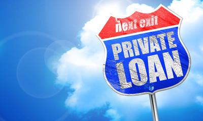private loan, 3D rendering, blue street sign