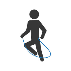 Person doing action concept represented by pictogram jumping with rope icon. Isolated and flat illustration