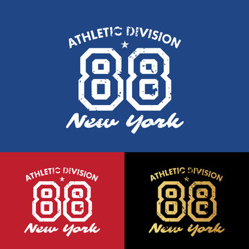 88 Athletic Division, new york vintage graphic for t-shirt. Isolated vector illustration.