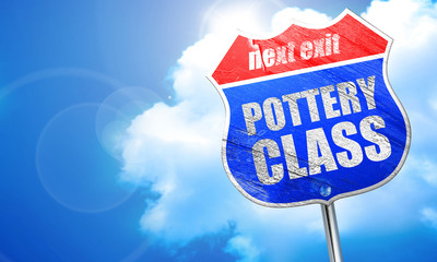pottery class, 3D rendering, blue street sign