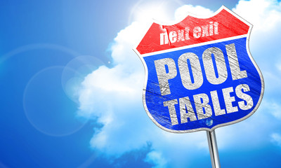 pool tables, 3D rendering, blue street sign