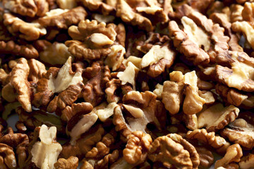 Ripe walnut background, on close up