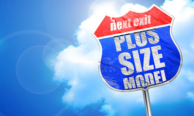 plus size model, 3D rendering, blue street sign
