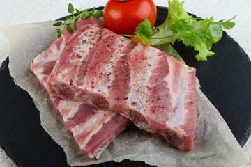Raw pork ribs