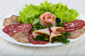 Sausages and meat mix