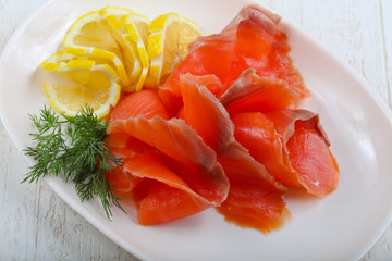 Sliced salmon