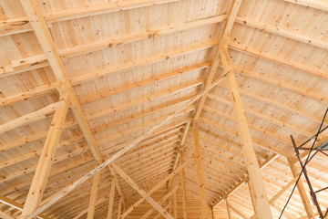 Wooden roof under construction