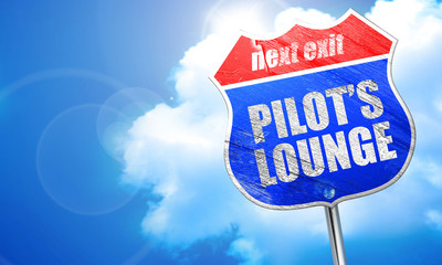 pilot's lounge, 3D rendering, blue street sign