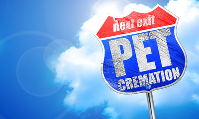pet cremation, 3D rendering, blue street sign
