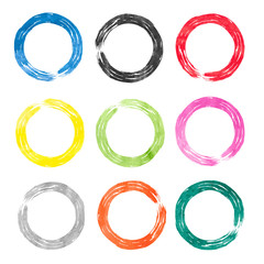 Set of watercolor rings. Vector collection of colorful round elements for design. 