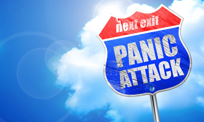 panic attack, 3D rendering, blue street sign