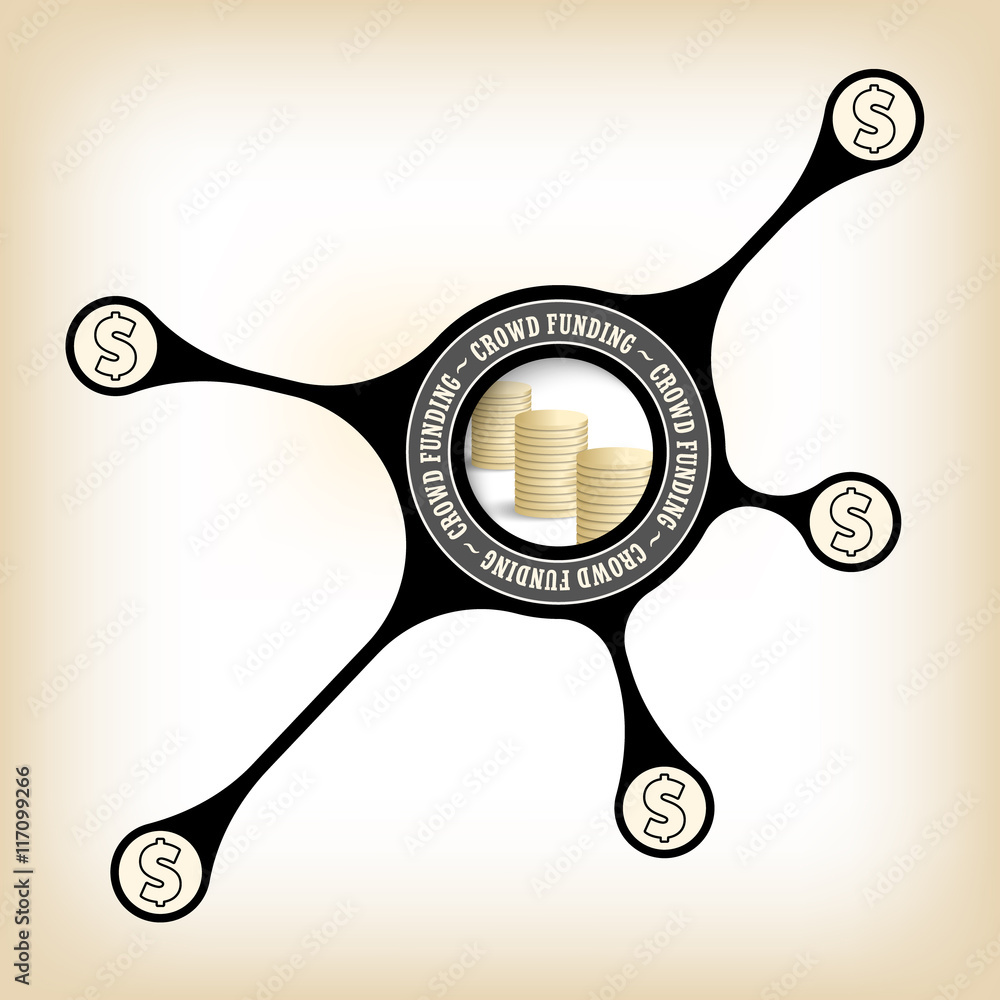 Poster circular object with theme of crowd funding