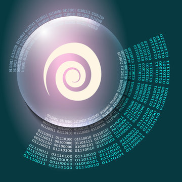 Vector abstract background and binary code and spiral