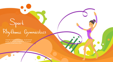 Fototapeta na wymiar Artistic Gymnastics Athlete Sport Competition Colorful Banner