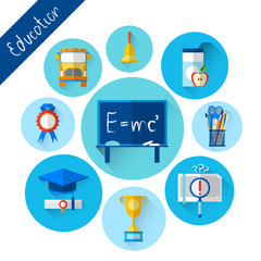 Education Collection Colorful Icon Set