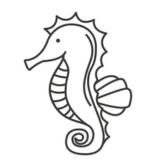 seahorse sea cute icon
