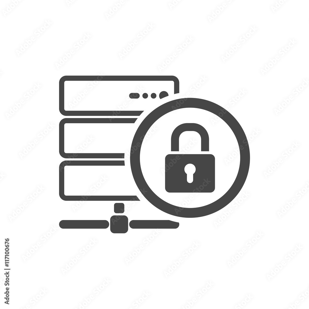 Poster lock database symbol, locked database icon