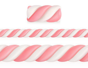 Marshmallows candy, vector seamless pattern mesh - obrazy, fototapety, plakaty