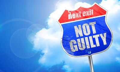 not guilty, 3D rendering, blue street sign
