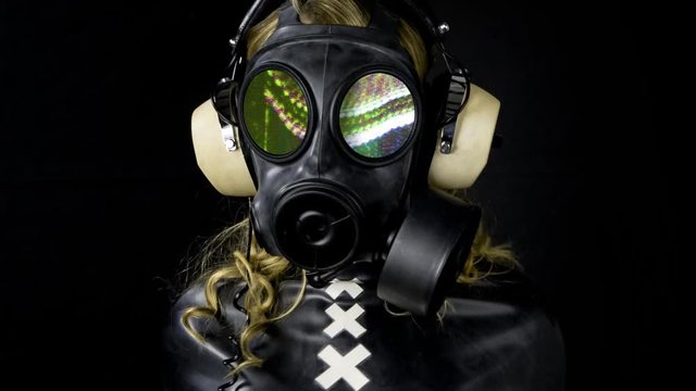 sexy woman with with a gas mask