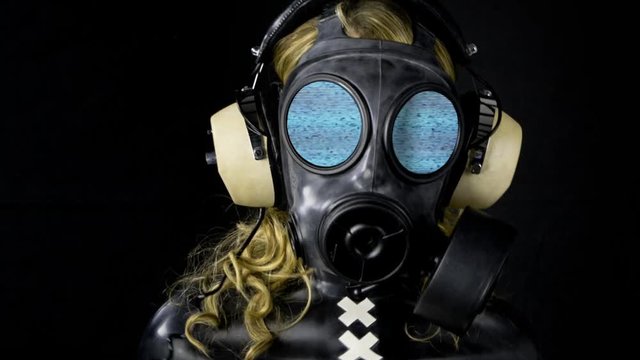 sexy woman with with a gas mask
