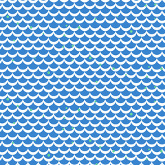 Fish scale blue vector seamless pattern. Squama textile fabric print.
